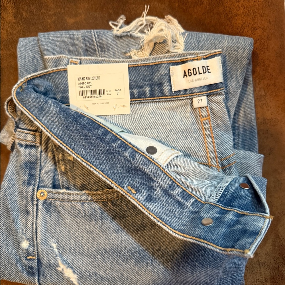 Agolde Frayed Hem Blue Denim Jeans